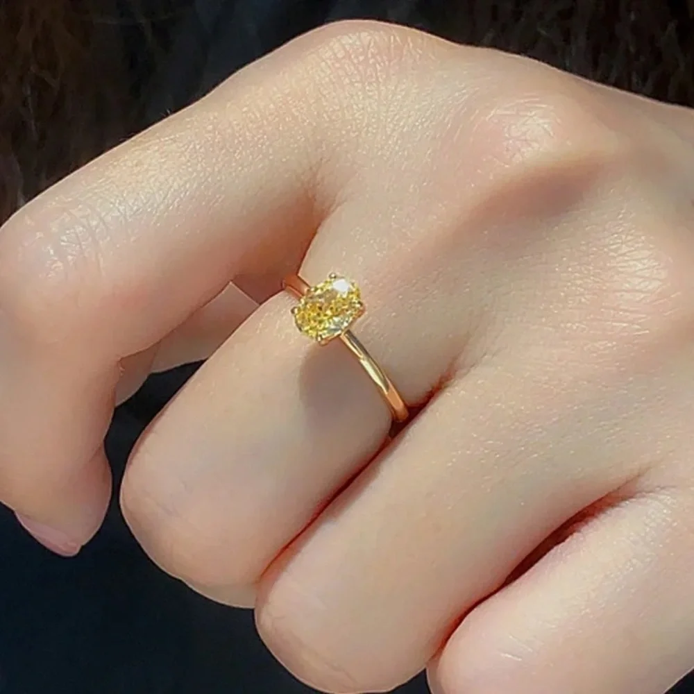 3Ct OVAL Cut VVS Square 4 Prong Setting Solitaire 925 Ring